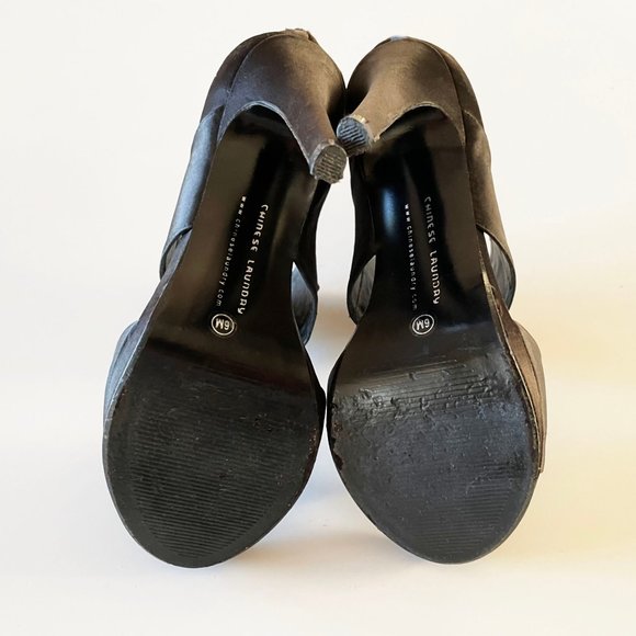 Satin Black Crystal Studded Heels - Picture 9 of 10